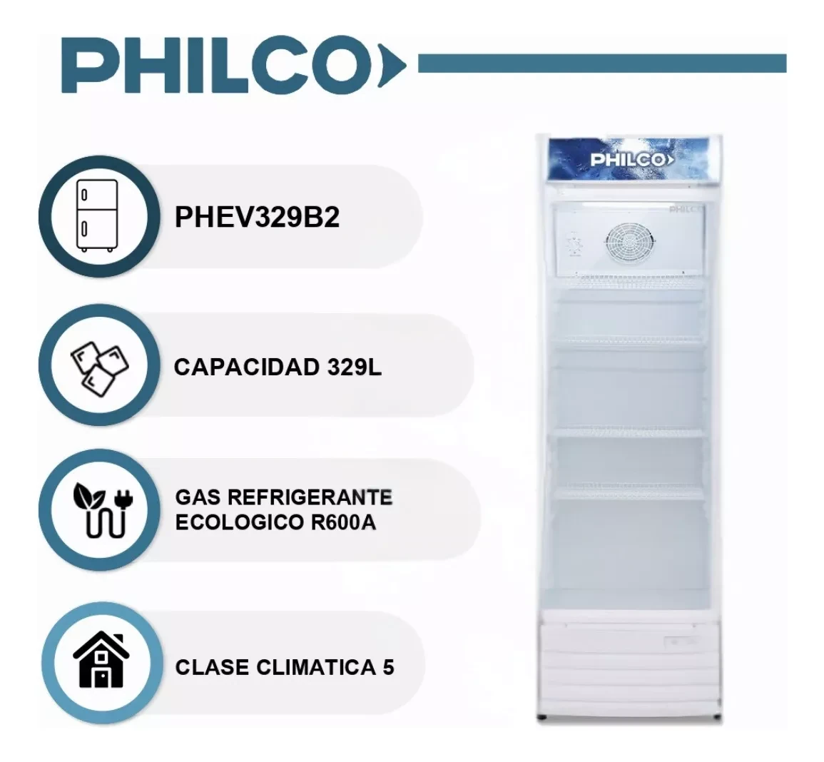 EXHIBIDORA VERTICAL 329 LITROS PHILCO PHEV329B2
