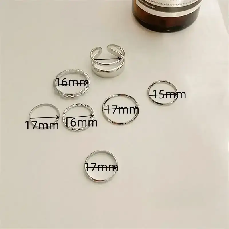 Set x7 Anillos Marzul Plateados REF: D02 4
