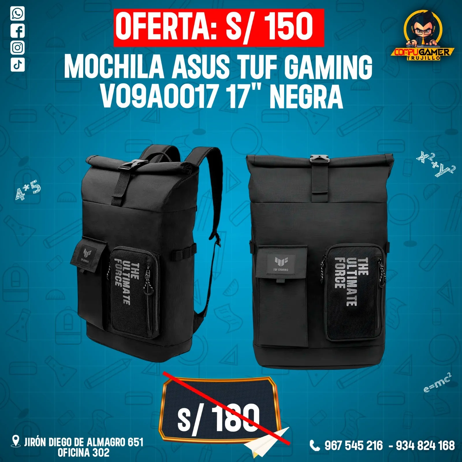 MOCHILA ASUS TUF GAMING V09A0017 BLACK