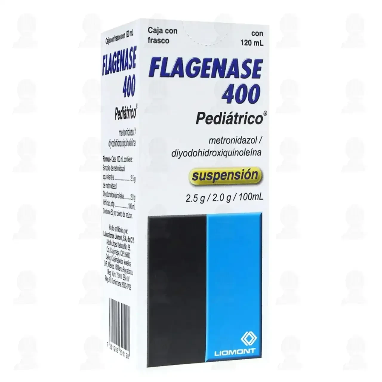 Flagenase 400 Pediátrico Suspensión, 120 ml (Metronidazol, Diyodohidroxiquinoleína) 
