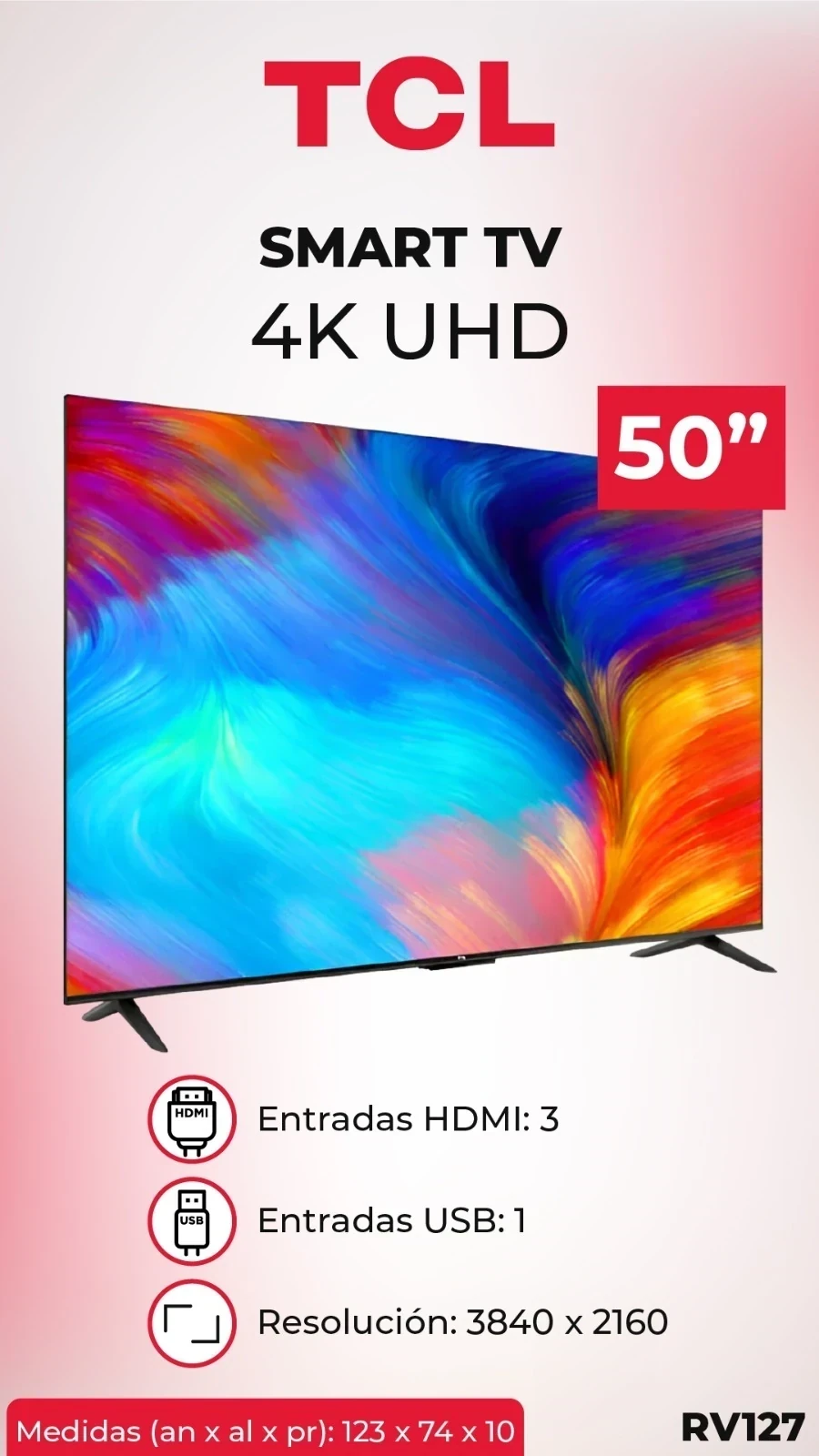 SMART TV TCL 50" UHD 4K GOOGLE TV 