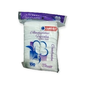 ALMOHADILLAS FACIALES CUADRADAS 100% ALGODON 100UND PAQUETE