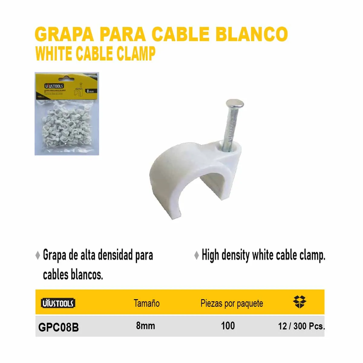 GRAMPA CABLE Coaxial Blanco UYUST (paq/100 pz) 8mm