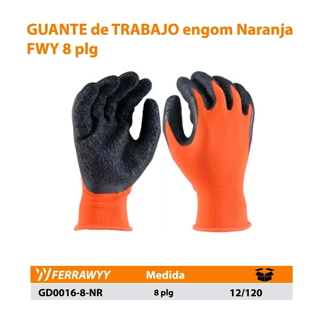 GUANTE de TRABAJO engom Naranja FWY 8"