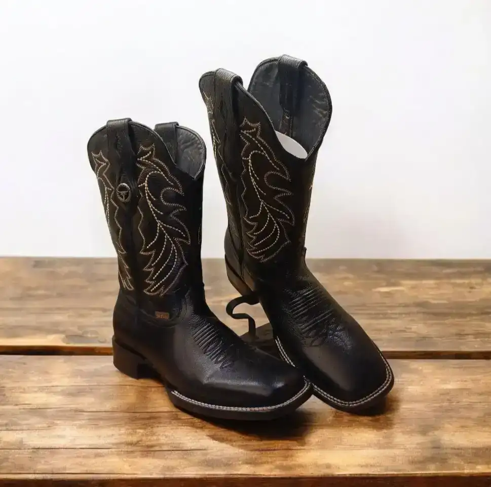 BOTA PIEL ENTERA NEGRO HOMBRE 