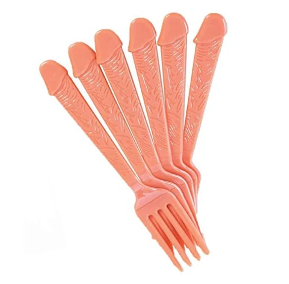 Cubiertos plásticos para bromas con mango de pene