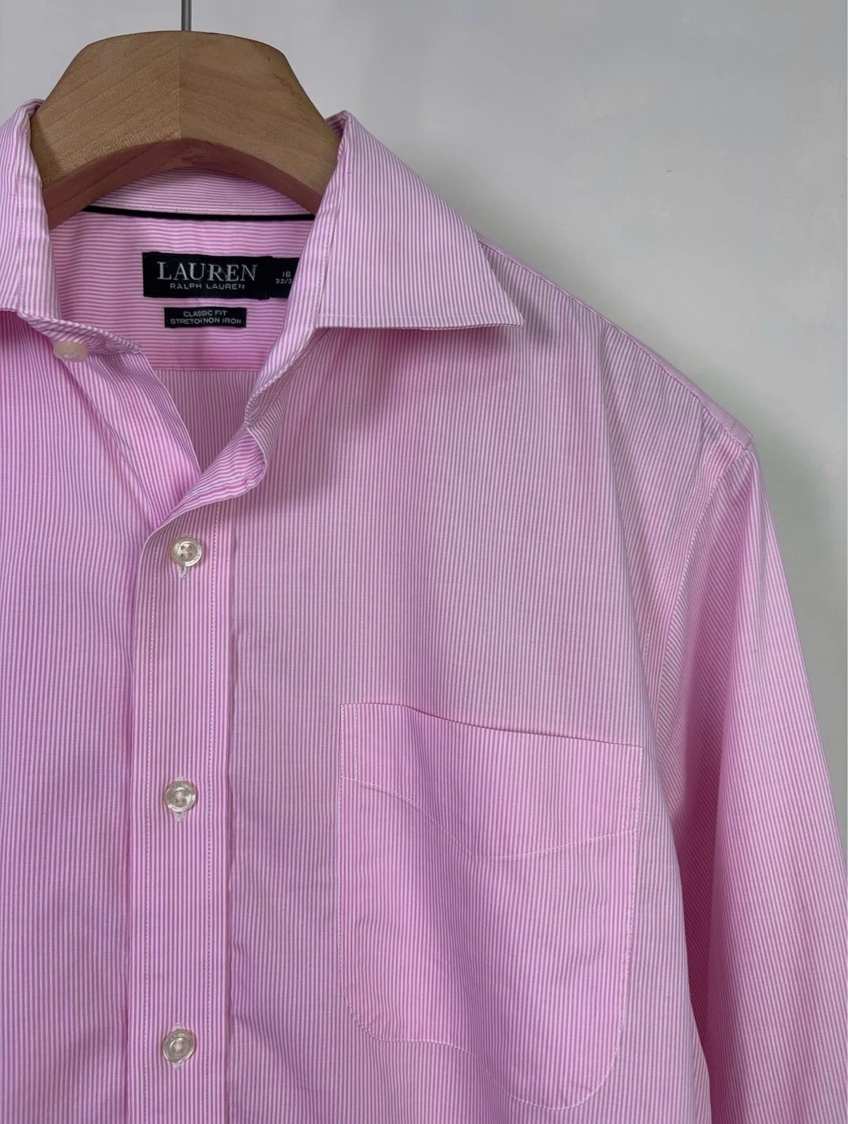 Camisa rosa a rayas LAUREN Ralph Lauren, Classic Fit, Stretch Non-Iron,  3