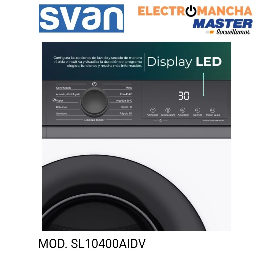 LAVADORA SVAN SL10400AIDV 10 KG. 1400 RPM. A 2