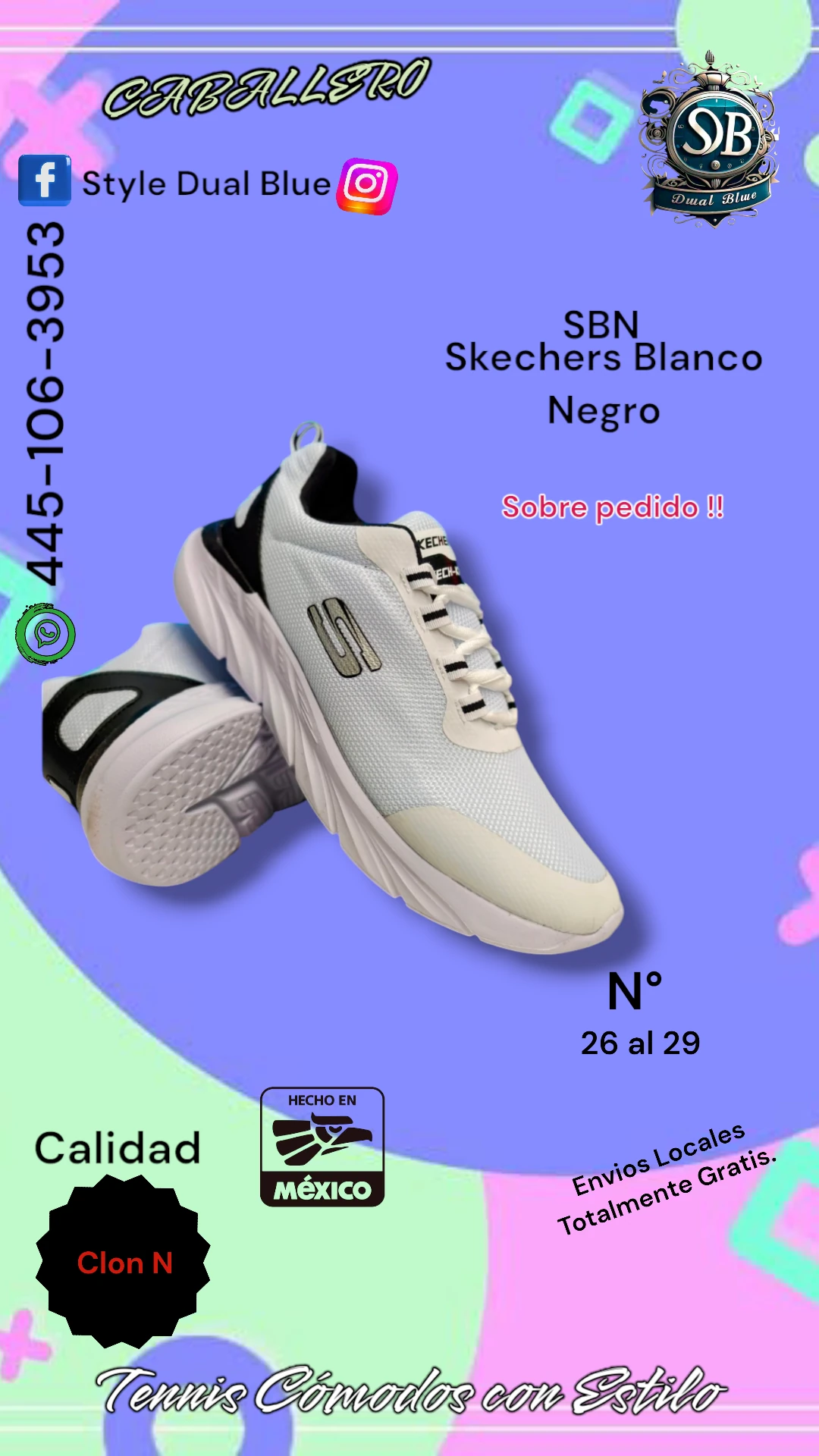 Skechers Blanco Negro