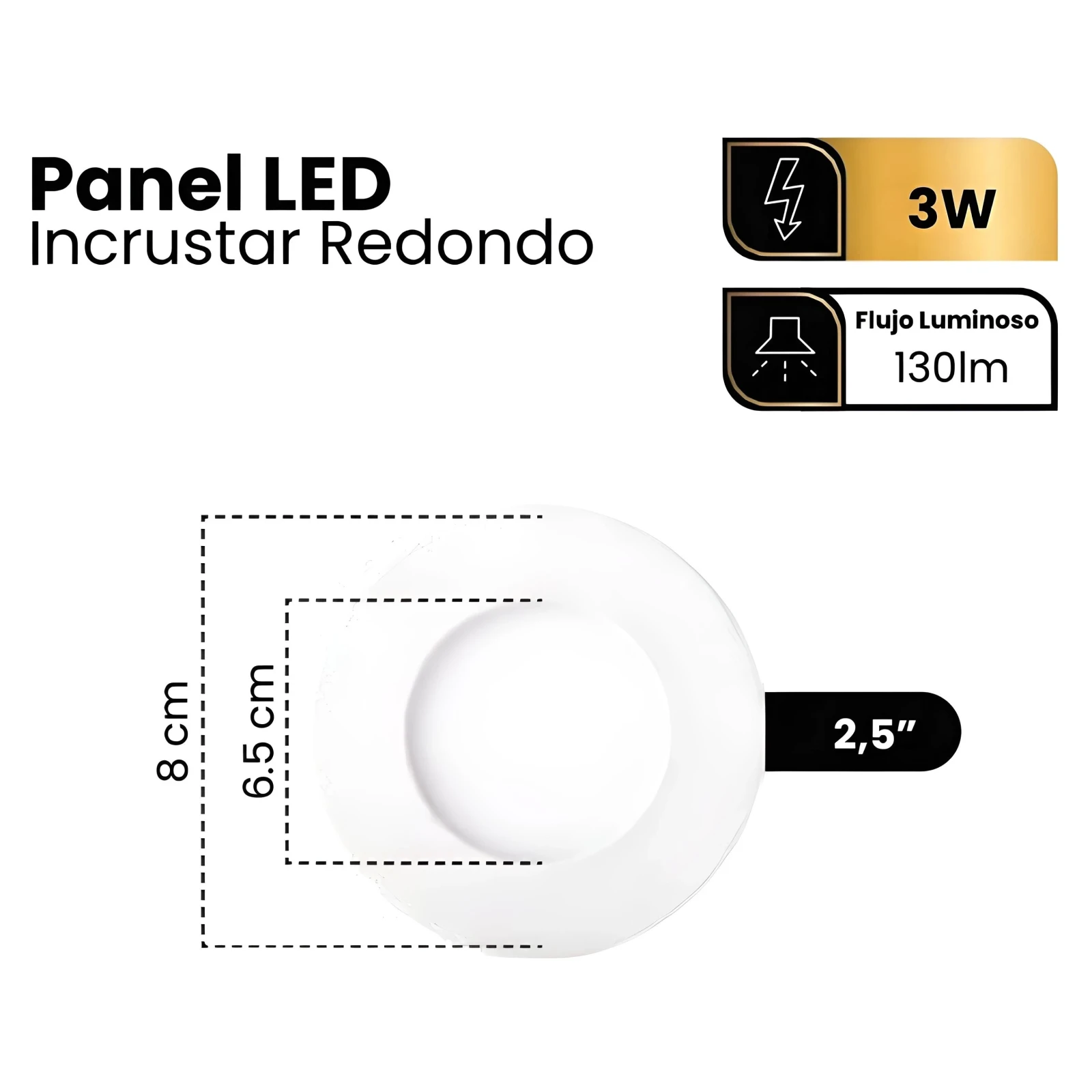 PANEL LED 3W 2.5" BLANCO REDONDO INCRUSTAR 3000K