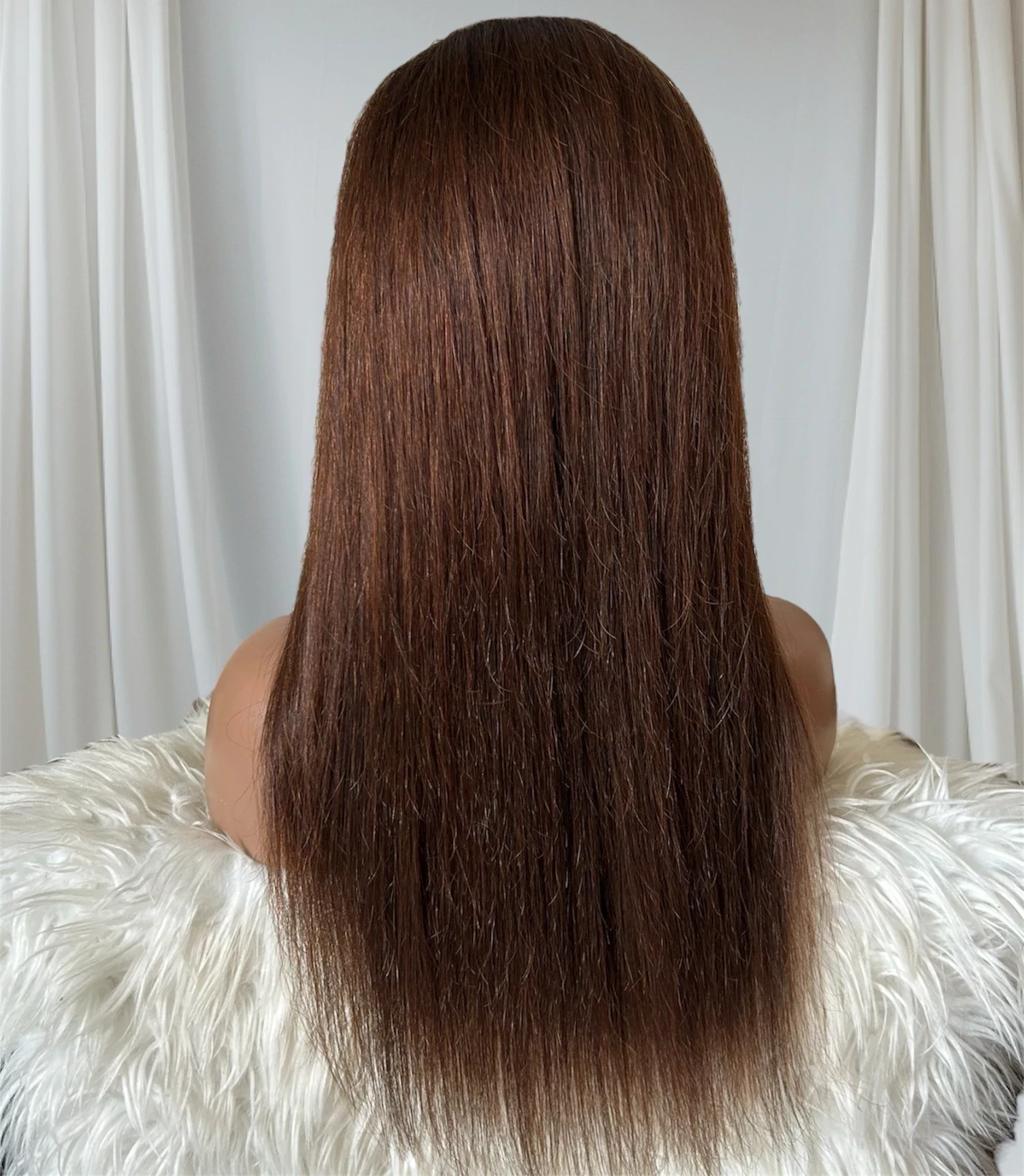 Peluca de cabello humano chocolate , 22 pulgadas, frontal lace 13x5, 180% de densidad  3