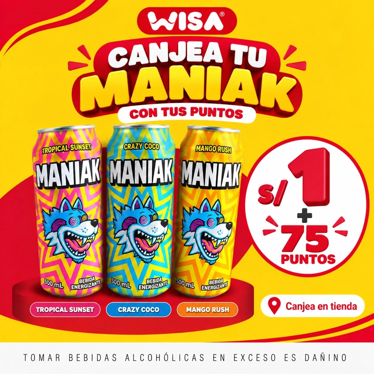 Maniak  Sabores 500 ML  S/ 1 + 75 puntos