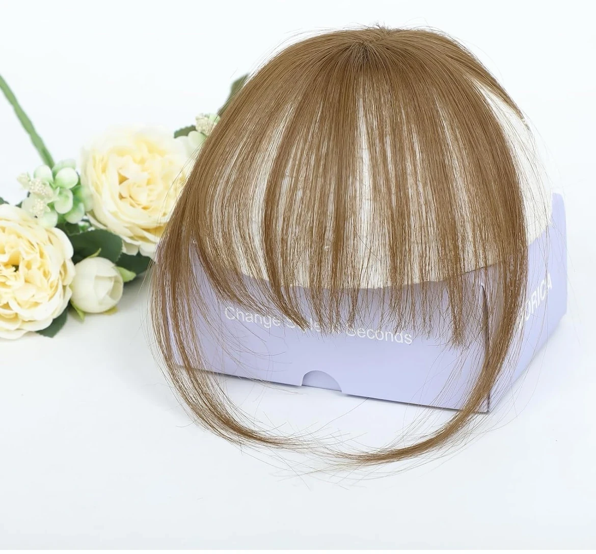 Flequillo con clip, 100% de cabello humano (marron claro ) 3