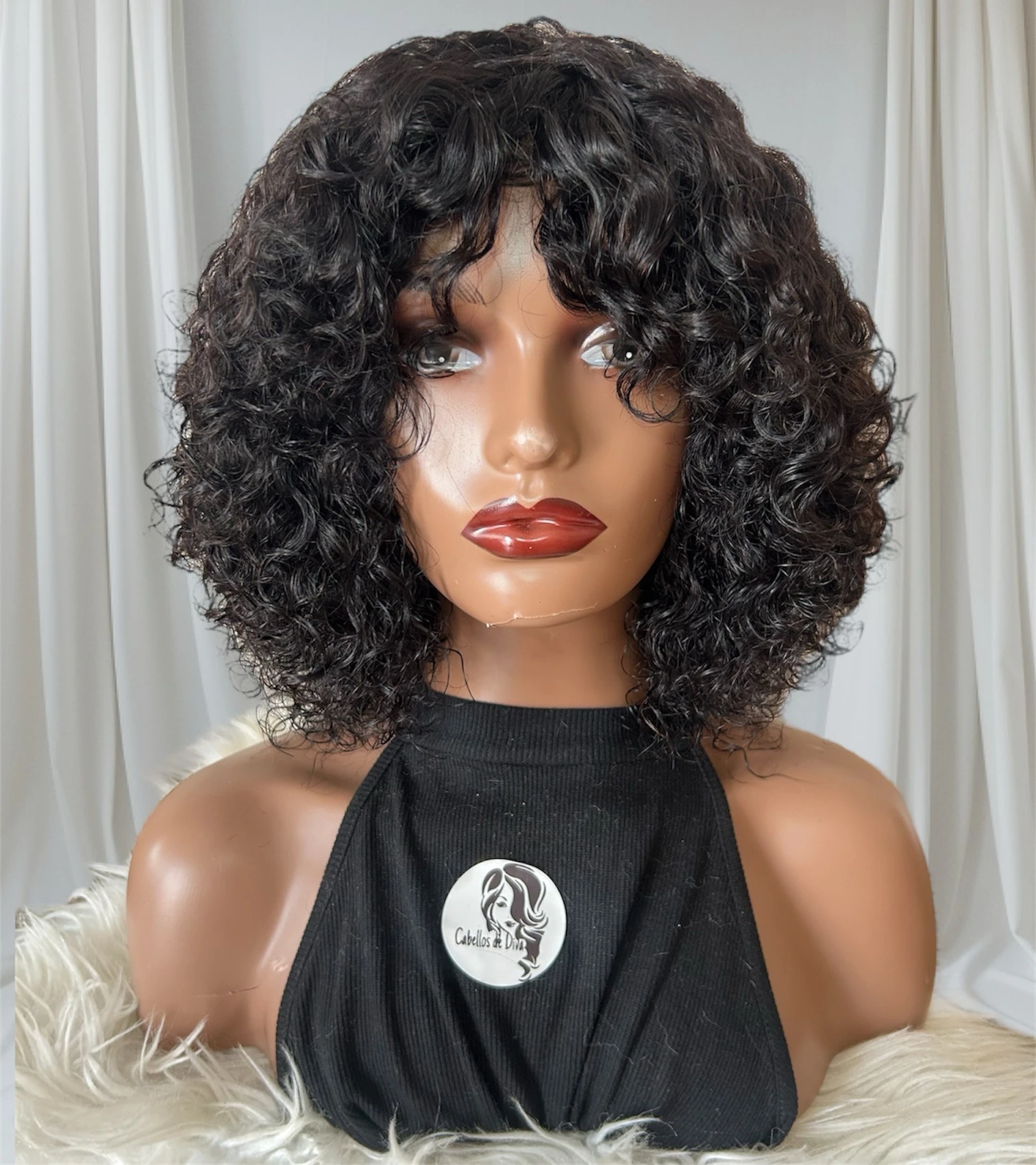 Peluca Rizada de cabello humano  2
