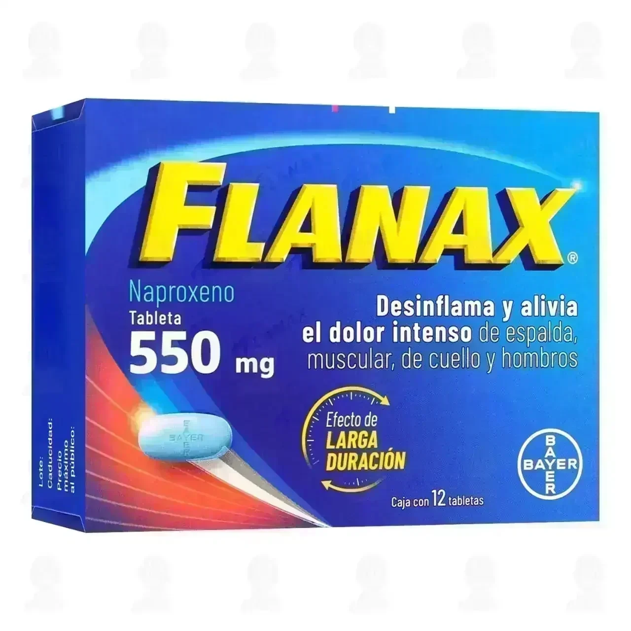 Flanax 550 mg Analgesico, 12 Tabletas.