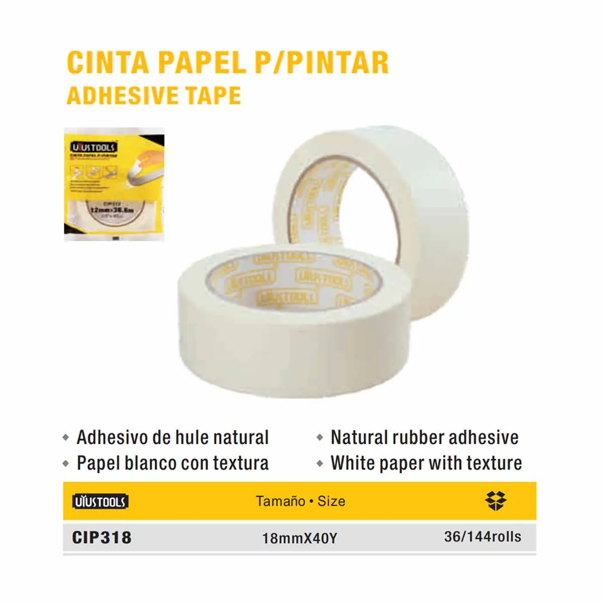 CINTA MASKING UYUST 18mm x 40Yd
