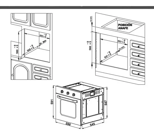 Horno Empotrable FLORENCIA Eléctrico 7867e 63Lts. Negro 4