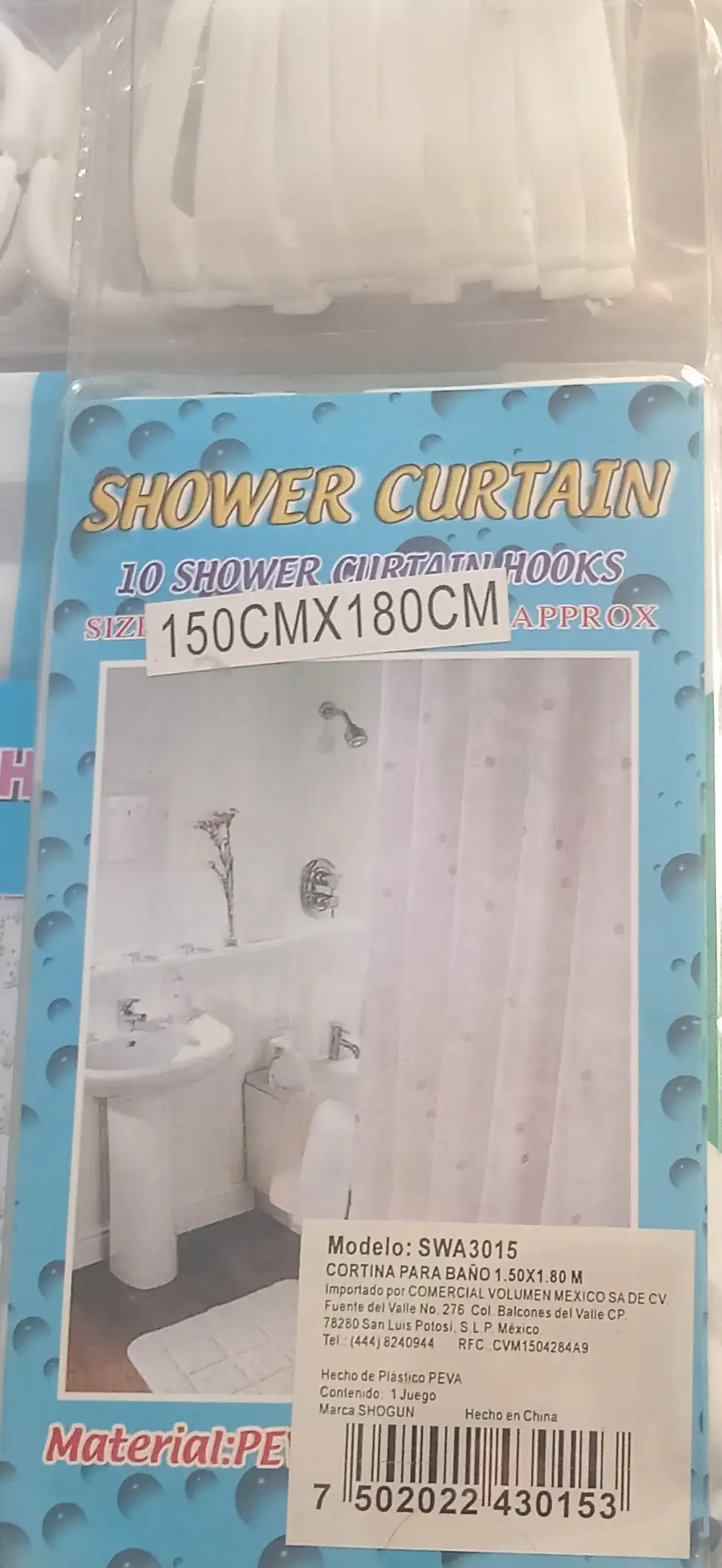 Cortina para baño 1.50 x 1.80