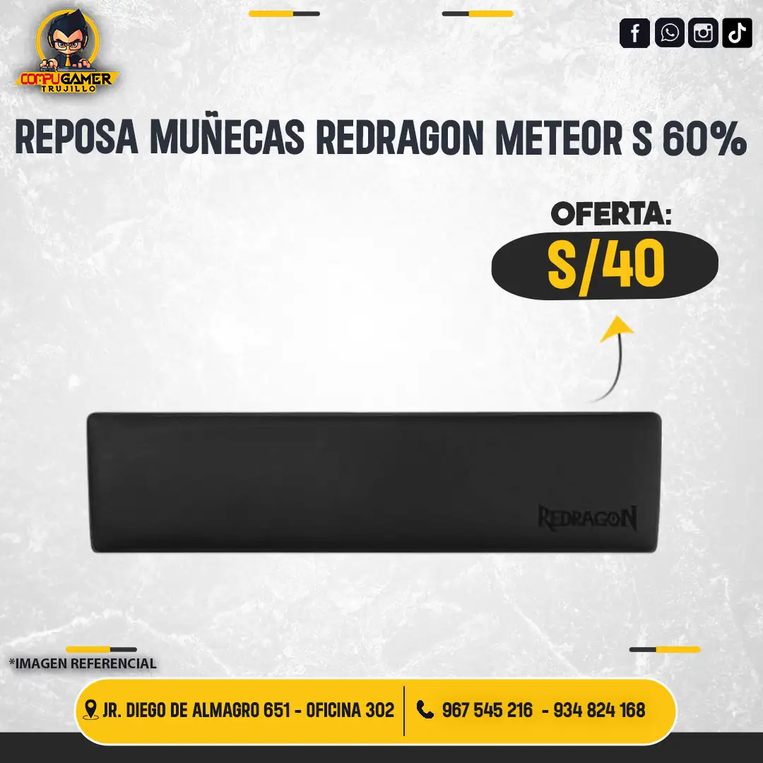 REPOSA MUÑECA REDRAGON METEOR S 60% PATA TECLADO GAMER 