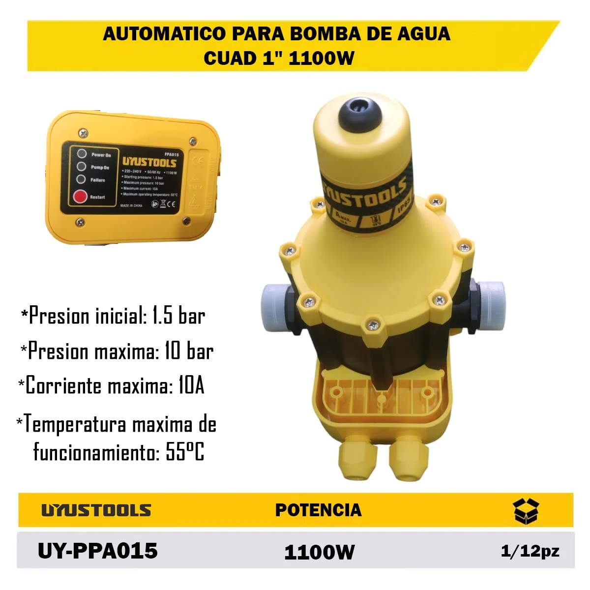 AUTOMATICO PARA BOMBA DE AGUA CUAD 1" 1100W