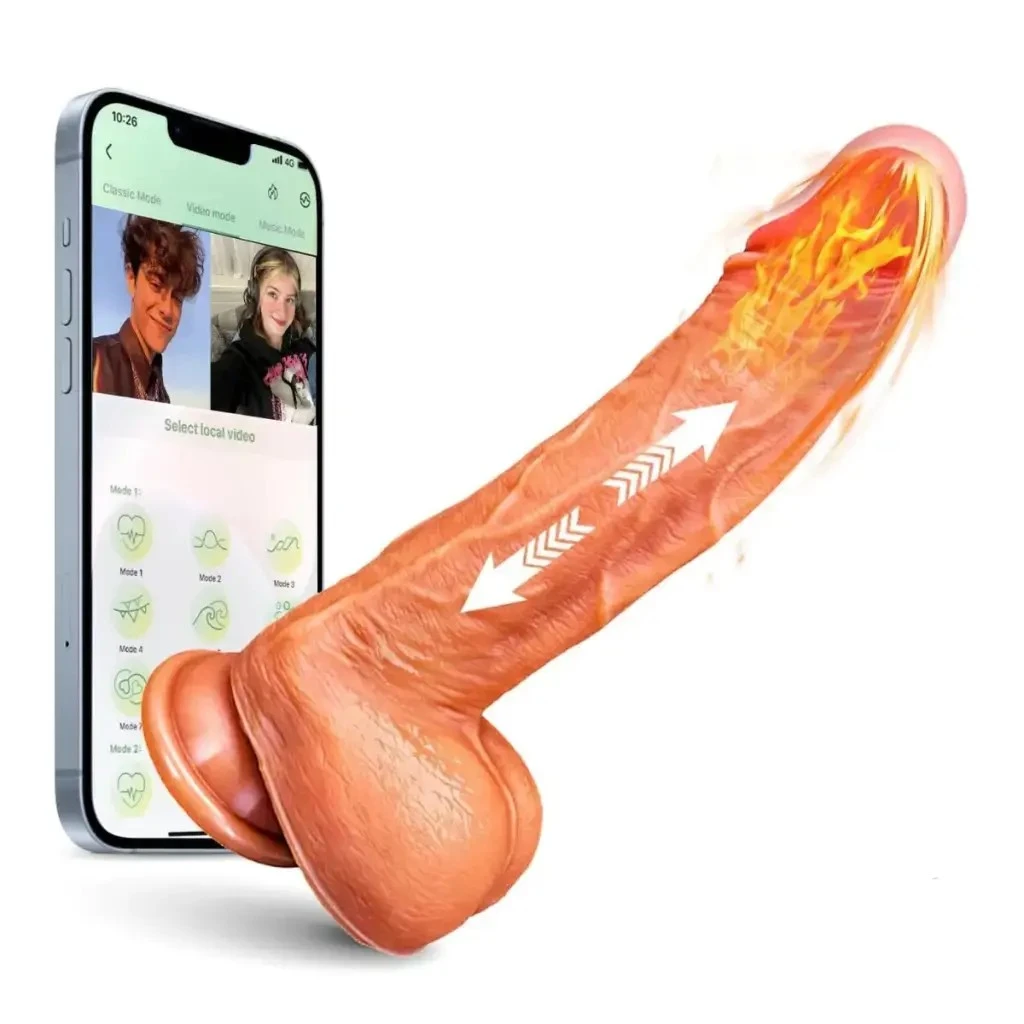 Dildo Realista con Empuje Automático y Calor 21,5 cm