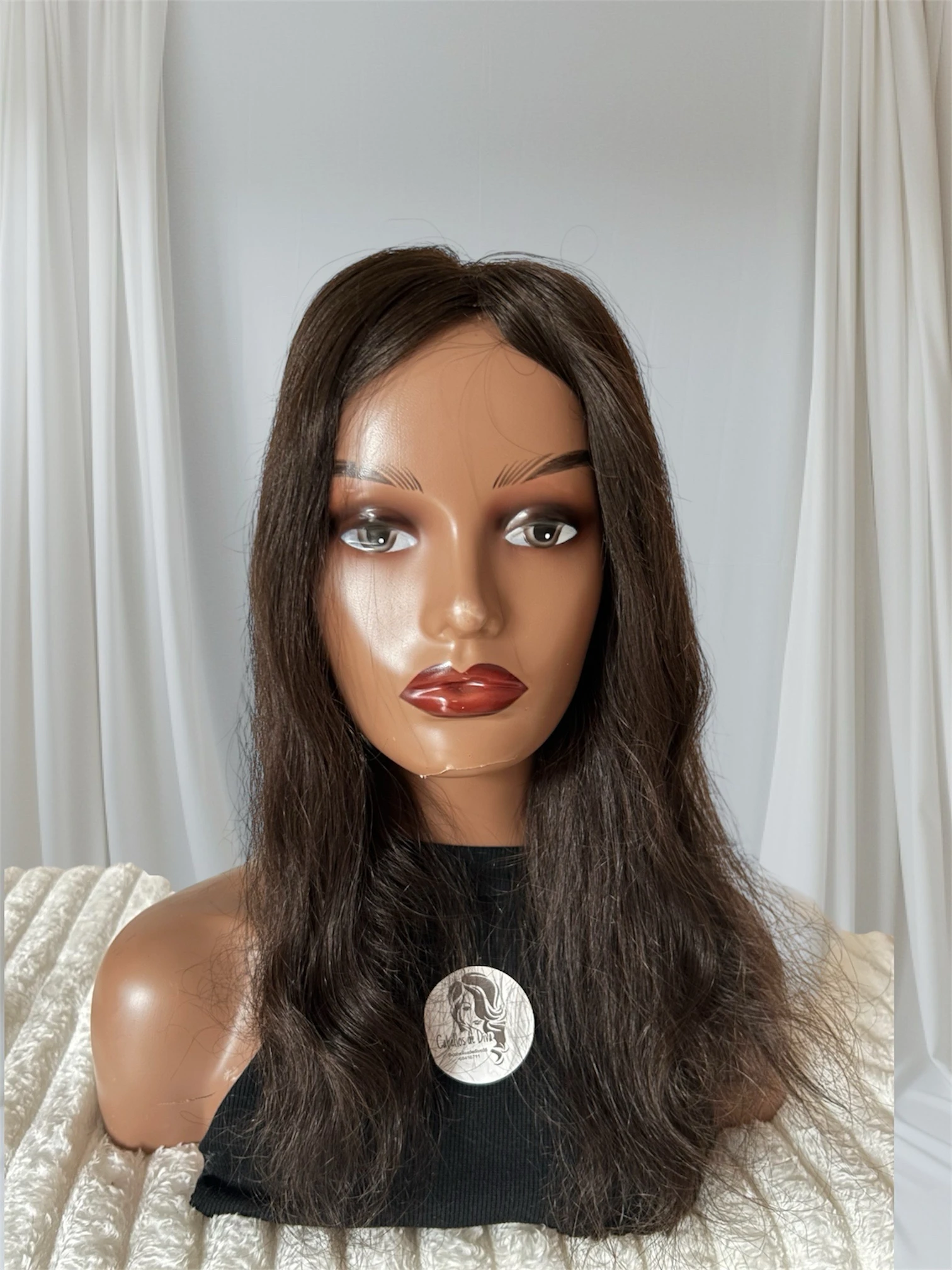 Topper de cabello humano, castaño medio 16 pulgadas  2