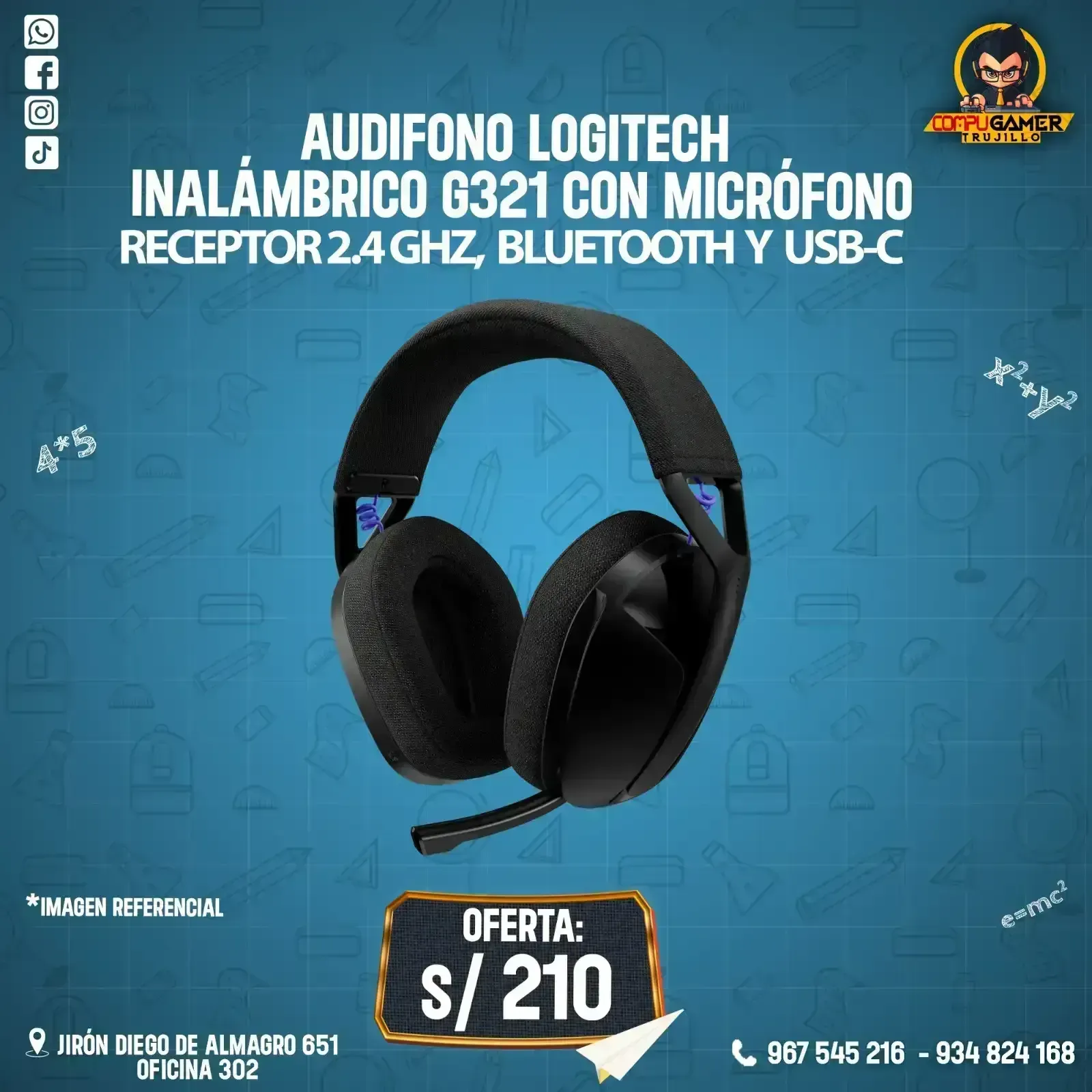 AUDÍFONO INALÁMBRICO LOGITECH G321 BLACK