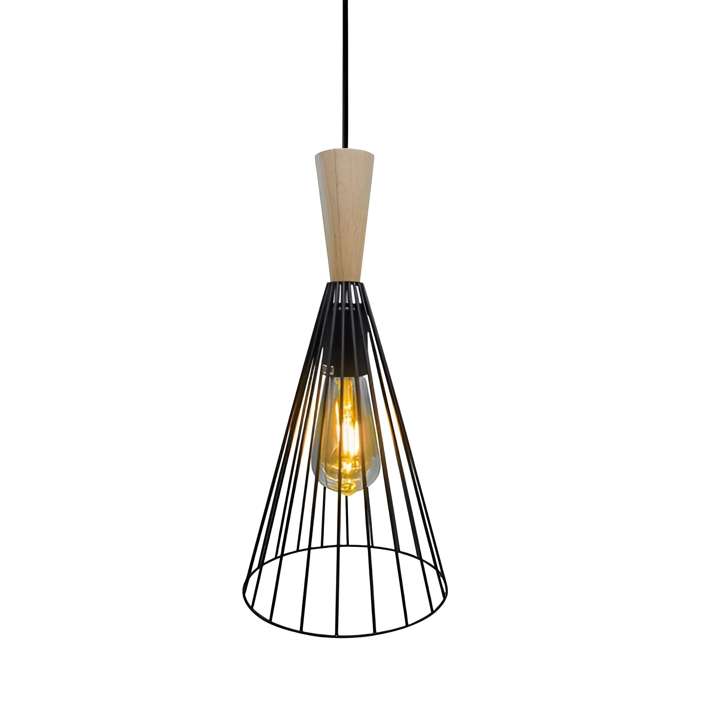 LAMPARA COLGANTE D19*29CM, E27*1, METAL NEGRO