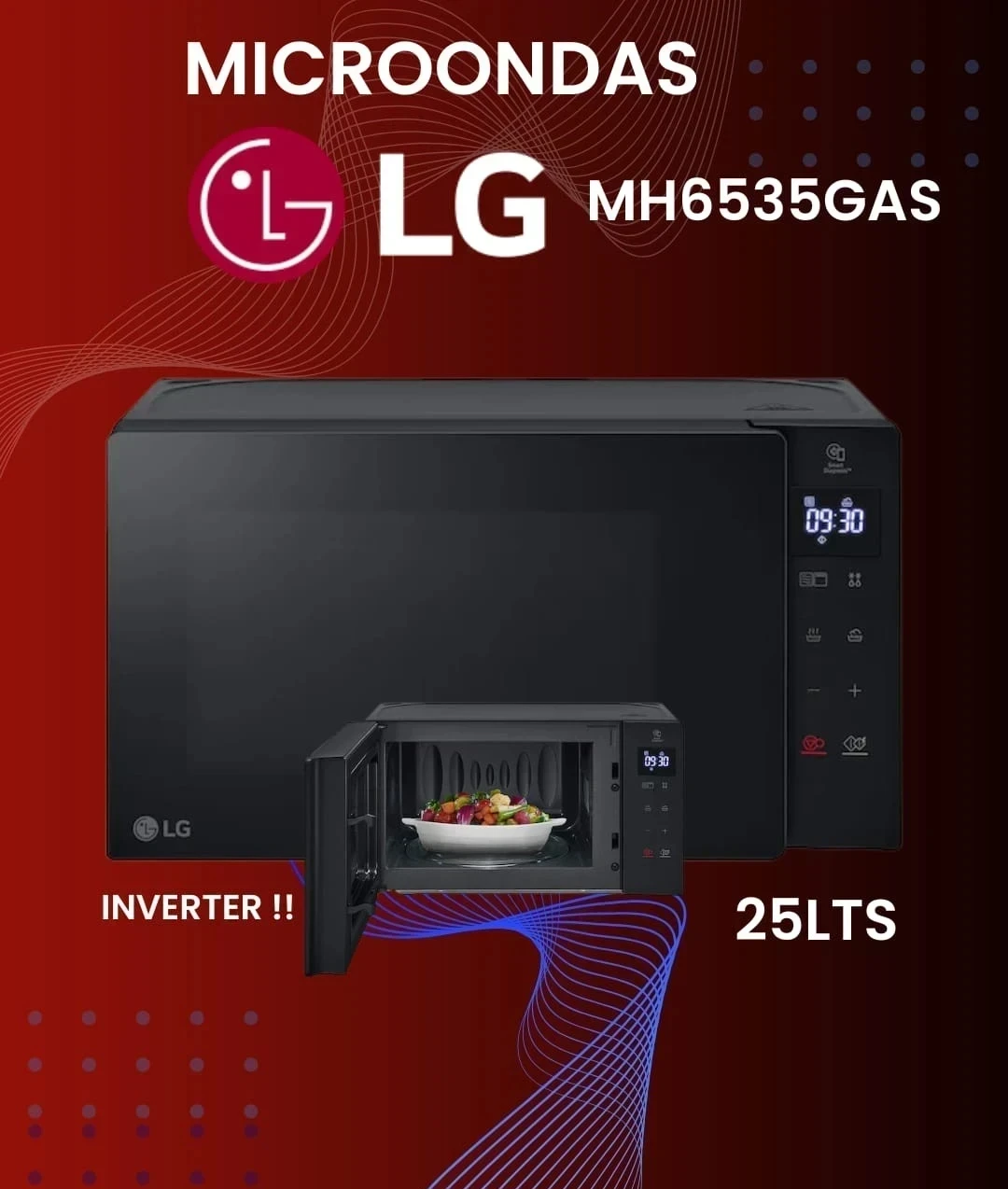 MICROONDAS LG 25 LITROS INVERTER BLACK 