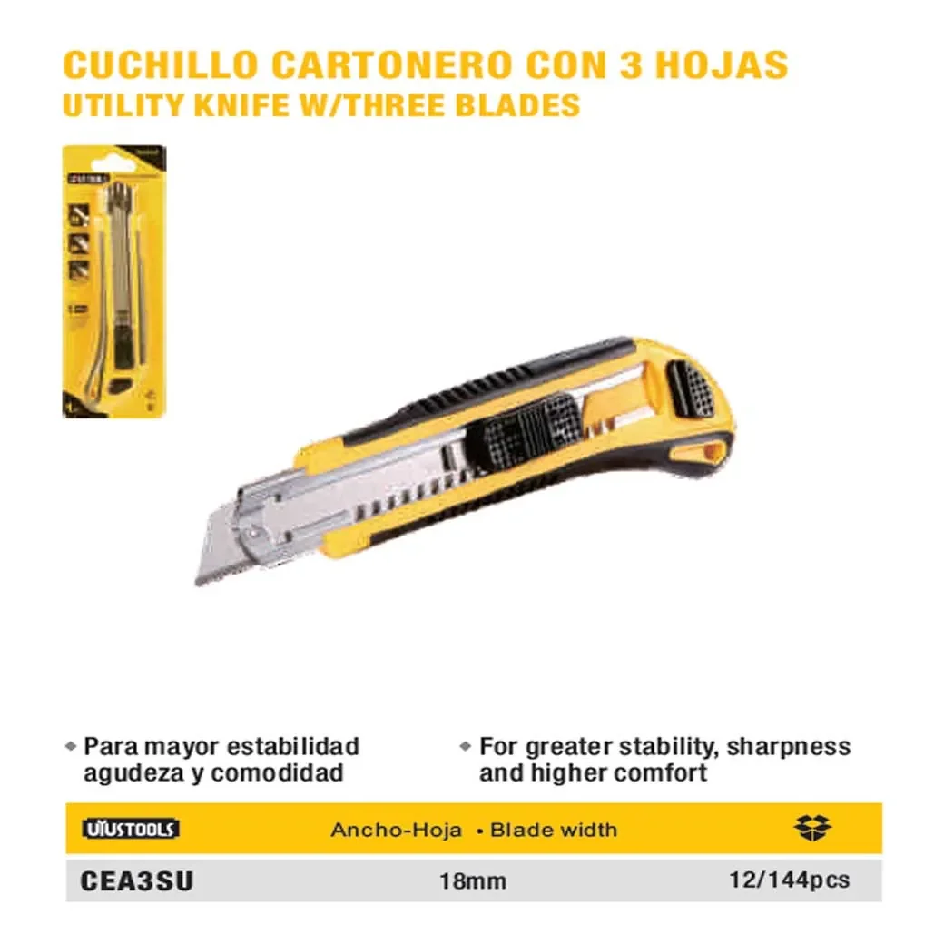 ESTILETE Reforzado (cuhillo cartonero) UYUST C/3 Hojas