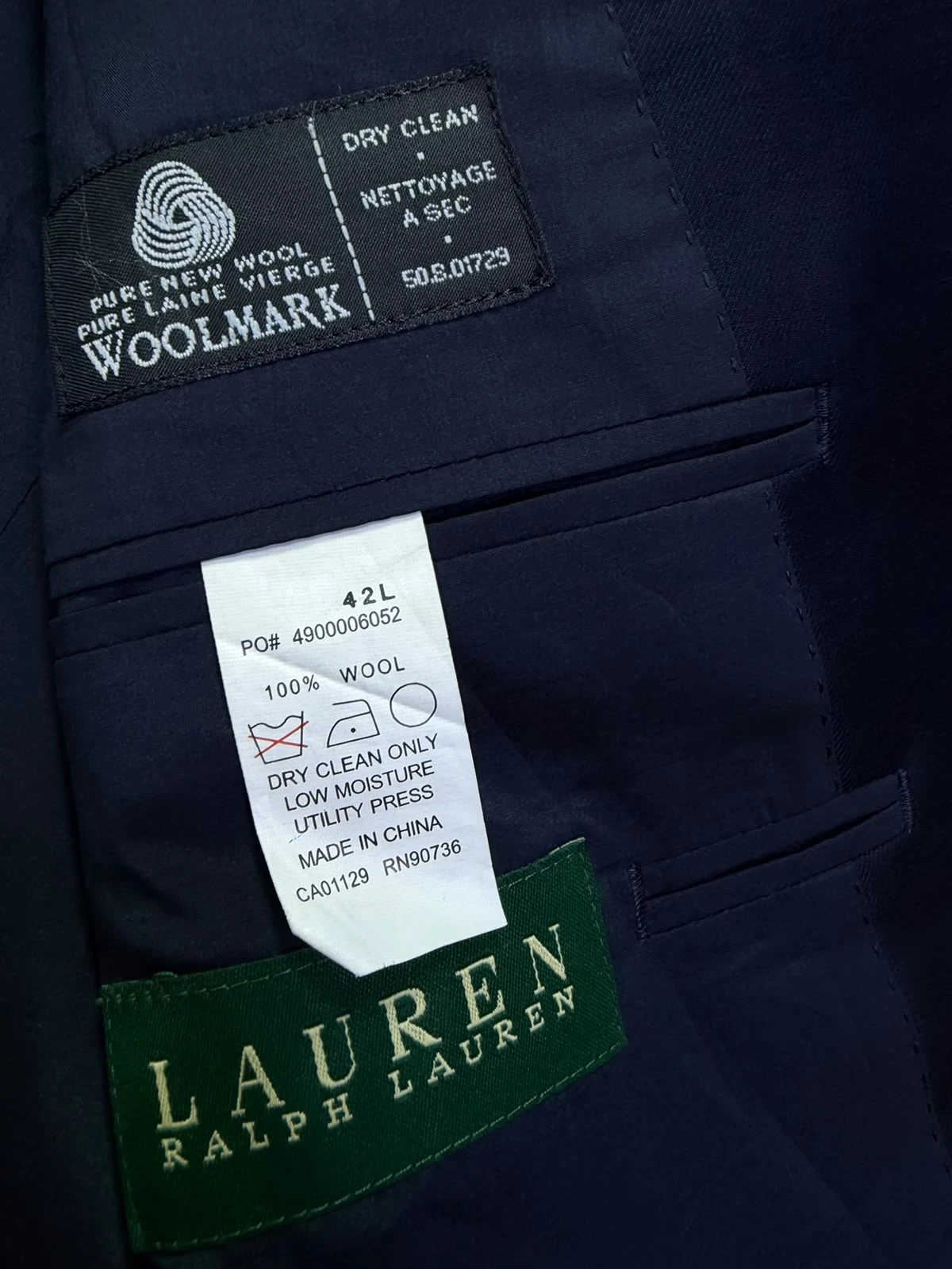 LAUREN RALPH LAUREN 100% PURE NEW WOOL NAVY BLAZER 4