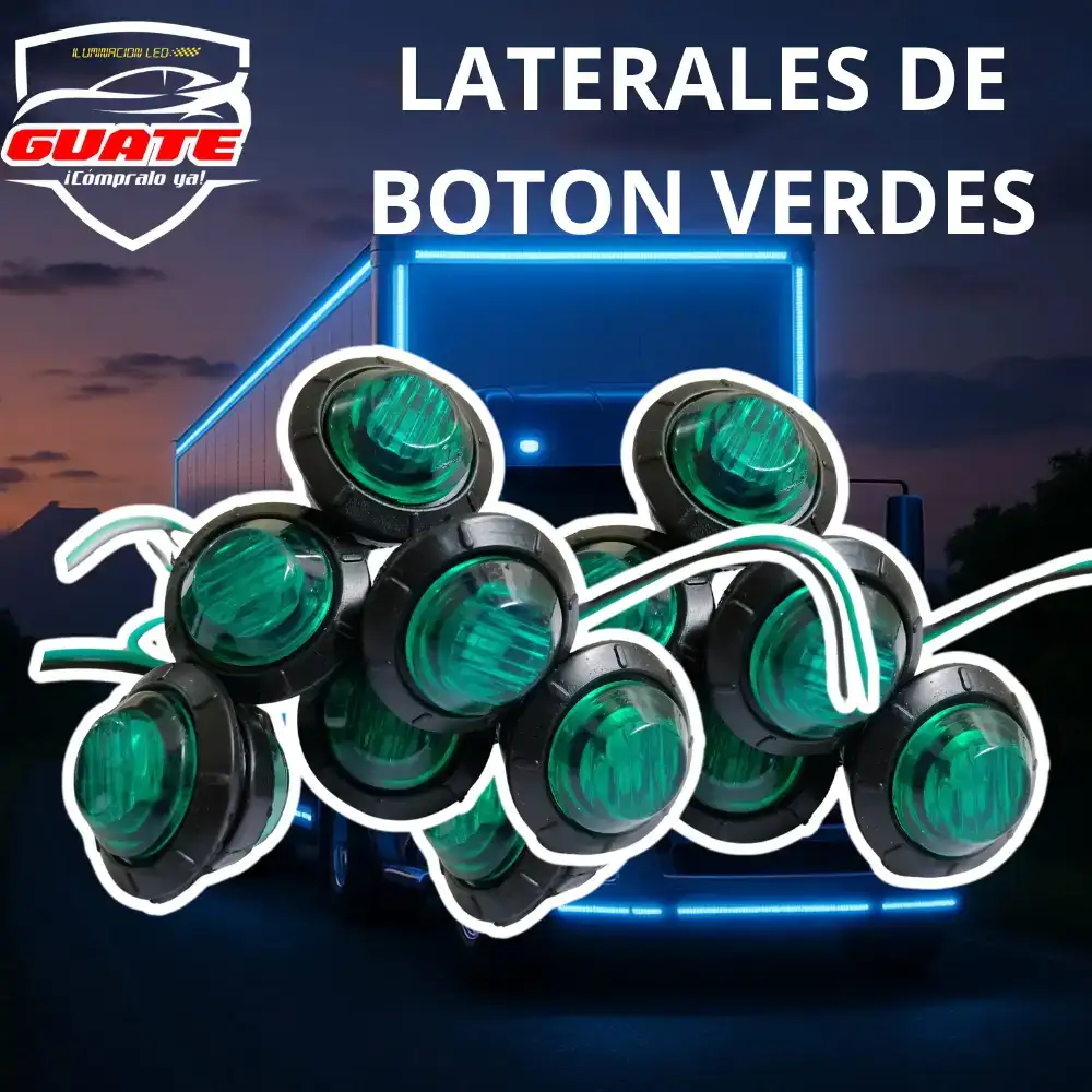 LATERALES TIPO BOTON VERDES ORILLA DE HULE