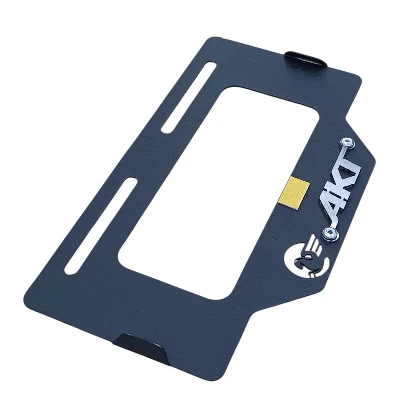 AKT / NKD 125 / TTR / Porta Placa / acero negro con logo 3d cromado ML