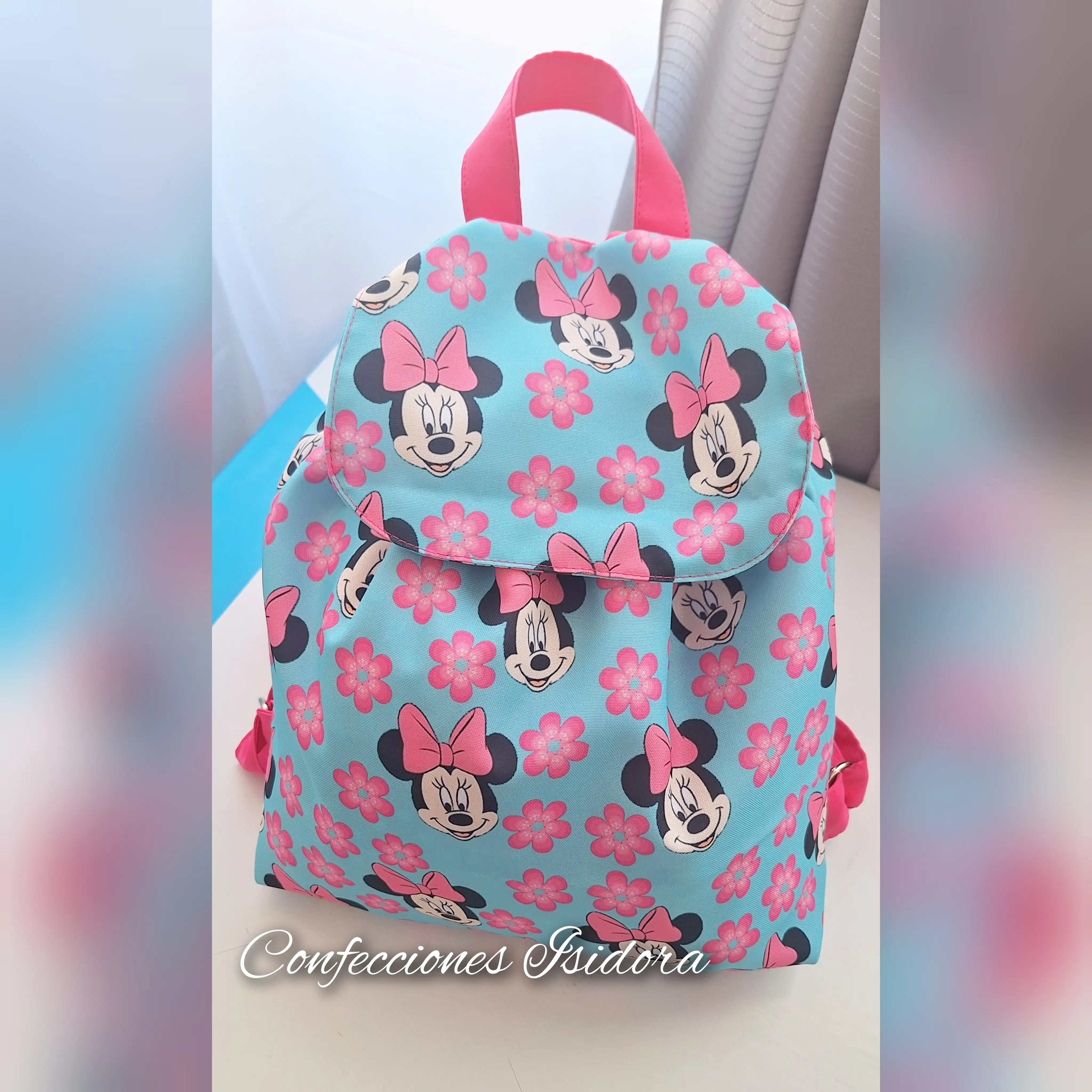 Mochila minnie turquesa 