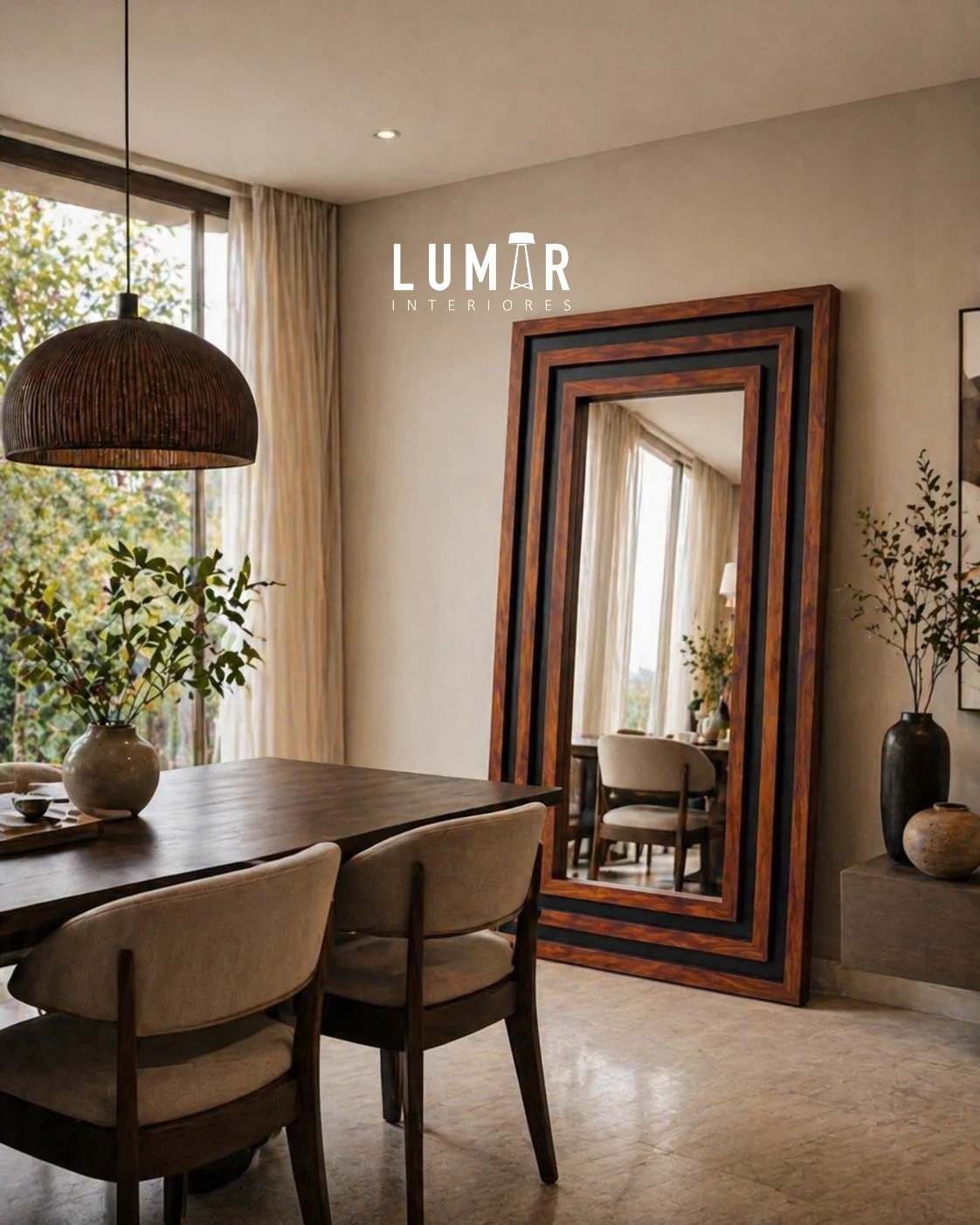 Espejo LINEAL Bitono Madera Parota 2
