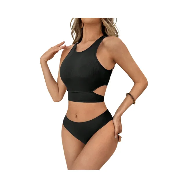 Top bikini liso con abertura