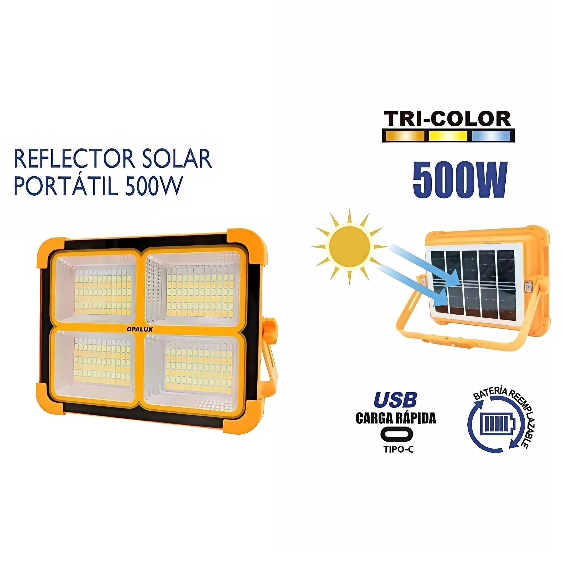 REFLECTOR RECARGABLE/SOLAR PORTATIL