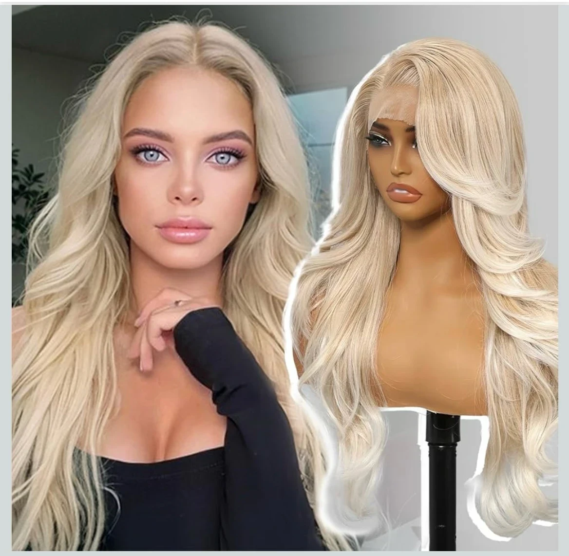 Peluca rubia Semi natural con encaje frontal, 13 x 4 HD, encaje en capas, ondulado, sin pegamento, para mujer, uso diario, 26 pulgadas