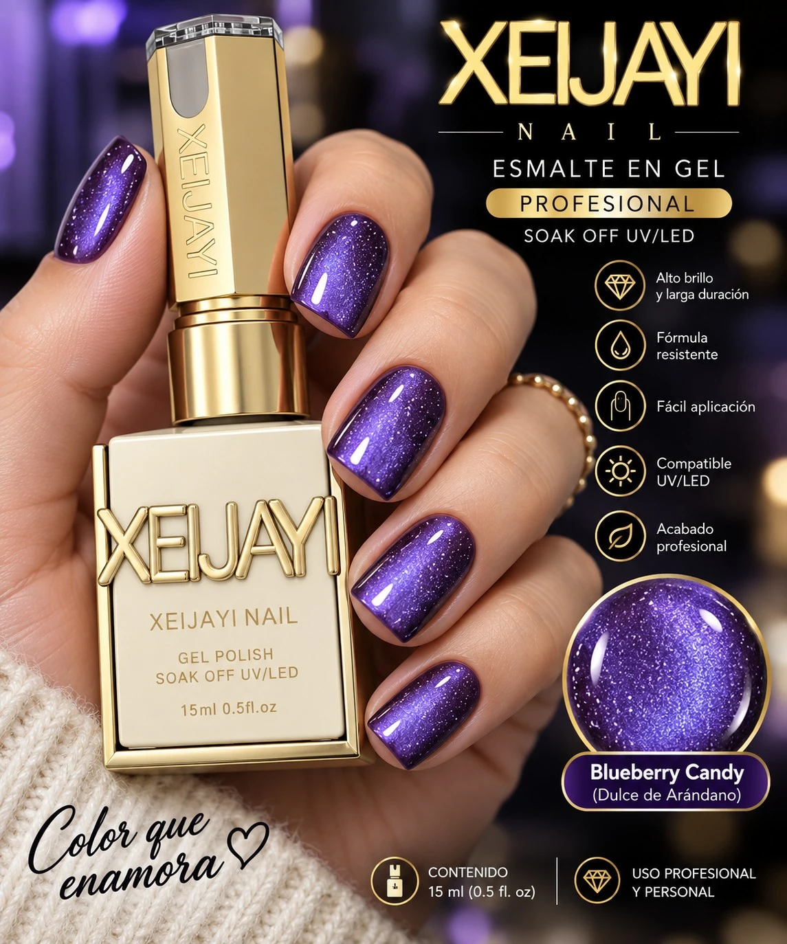 xeljayi esmalte ojo de gato tono dulce arandano