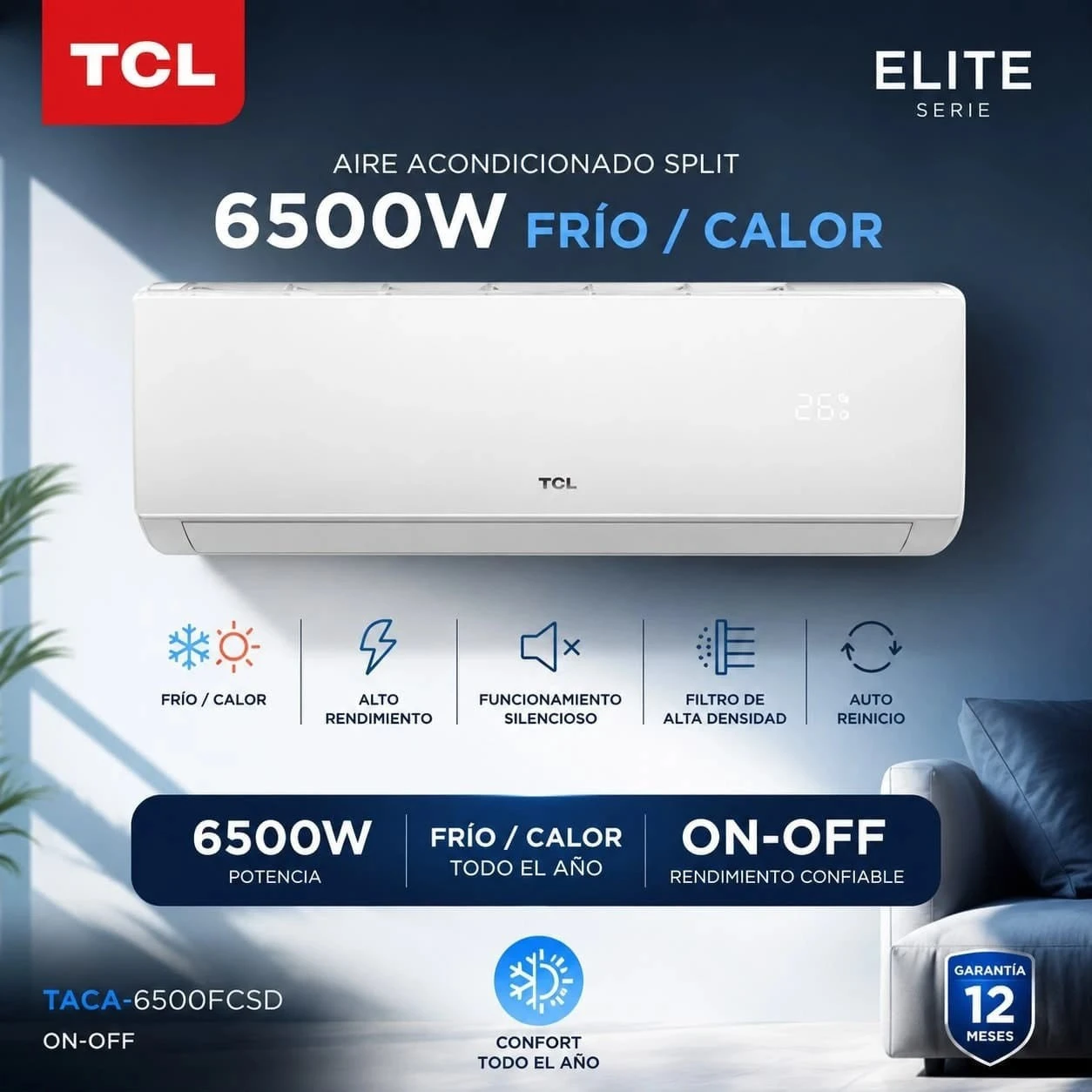 Aire Acondicionado TCL F/C 6500w 