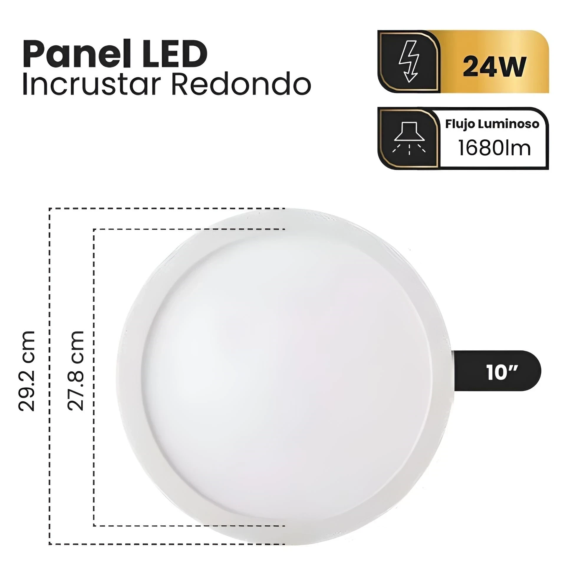 PANEL LED 24W 10" BLANCO REDONDO INCRUSTAR