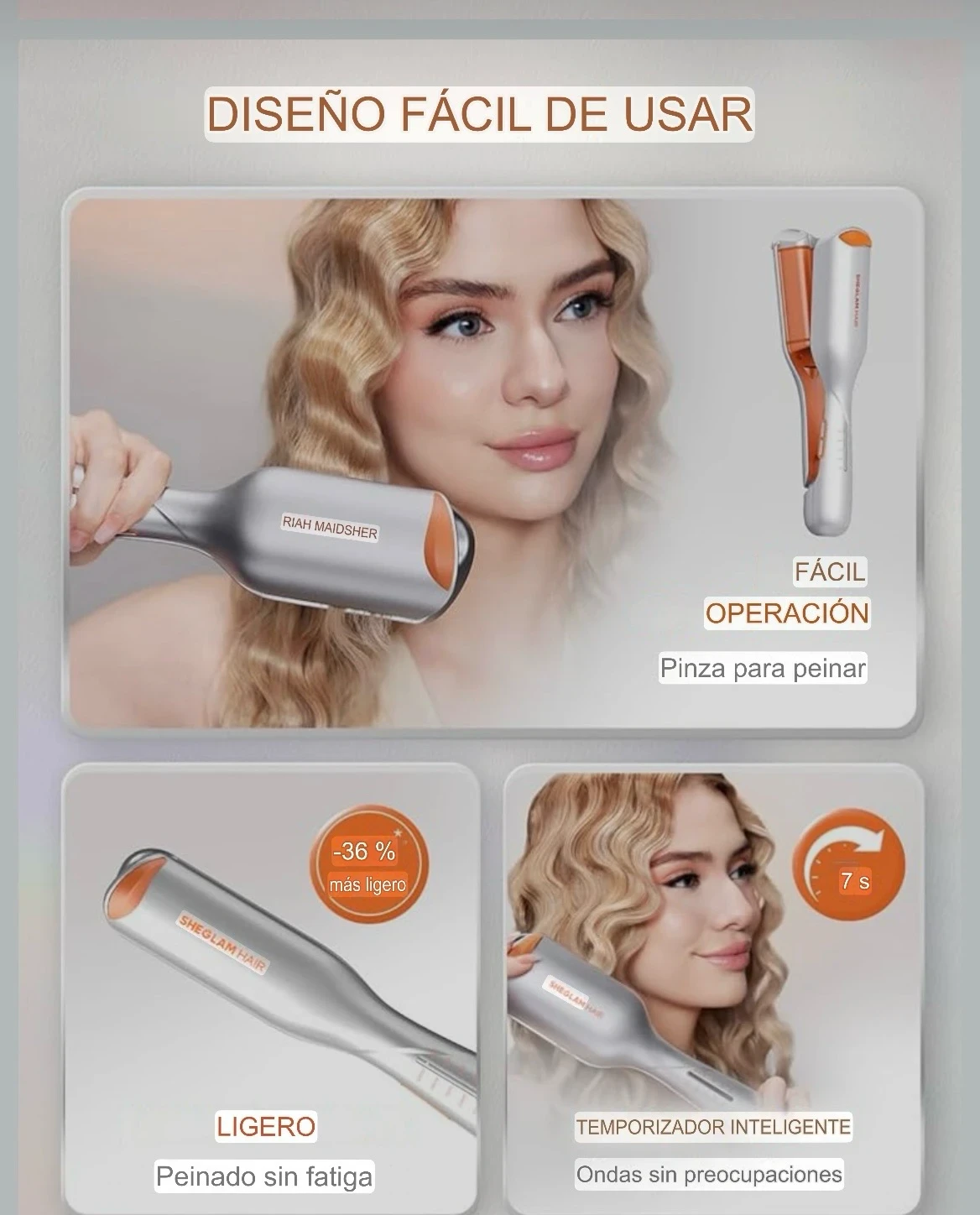 SHEGLAM 1.9 cm Ondulador Profundo, Herramienta de Cabello Ligera, Doble Voltaje, Temporizador Inteligente, Rizador de Doble Barril y Temperaturas Ajustables Anti-Quemaduras, 3
