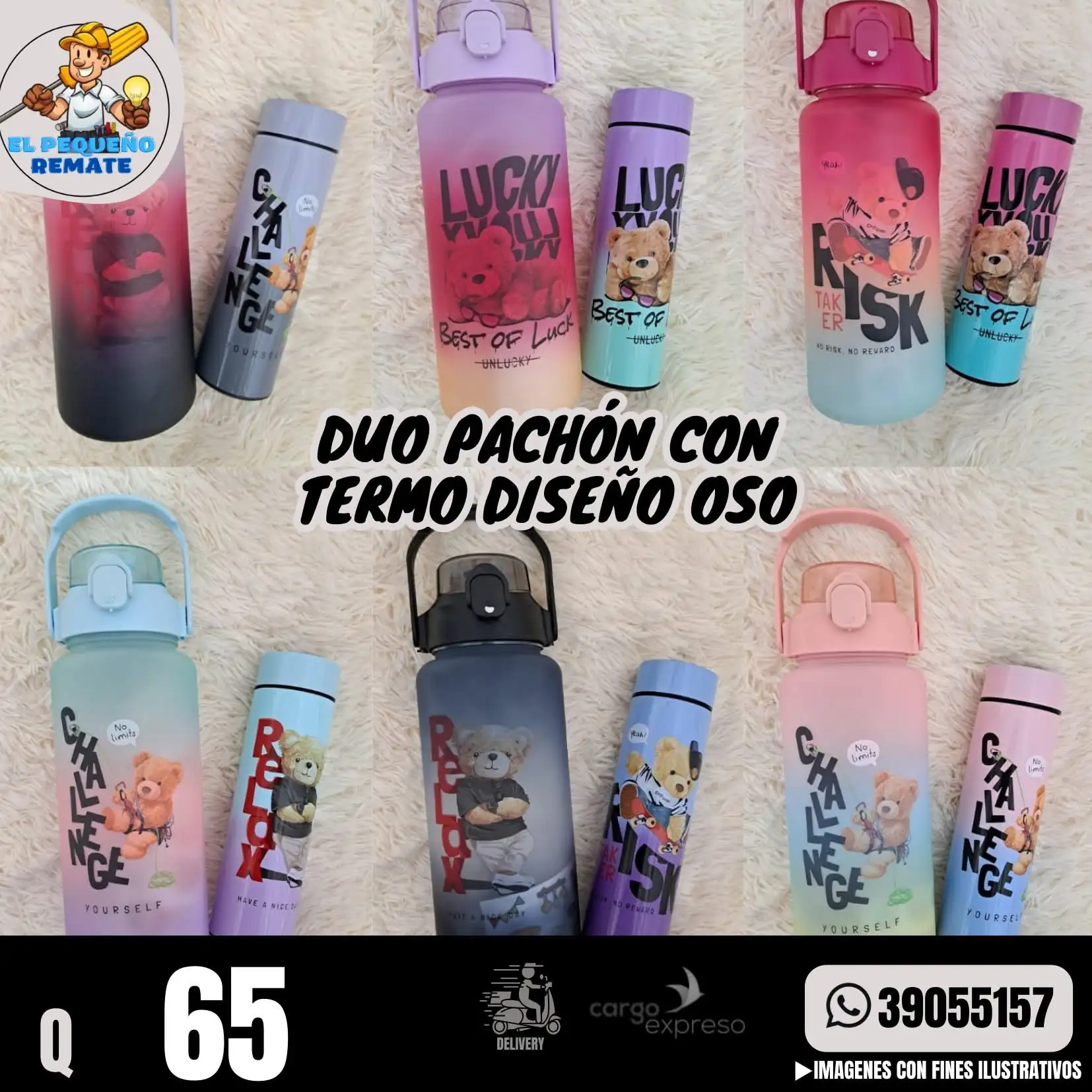 DÚO PACHÓN CON TERMO DISEÑO OSO 2