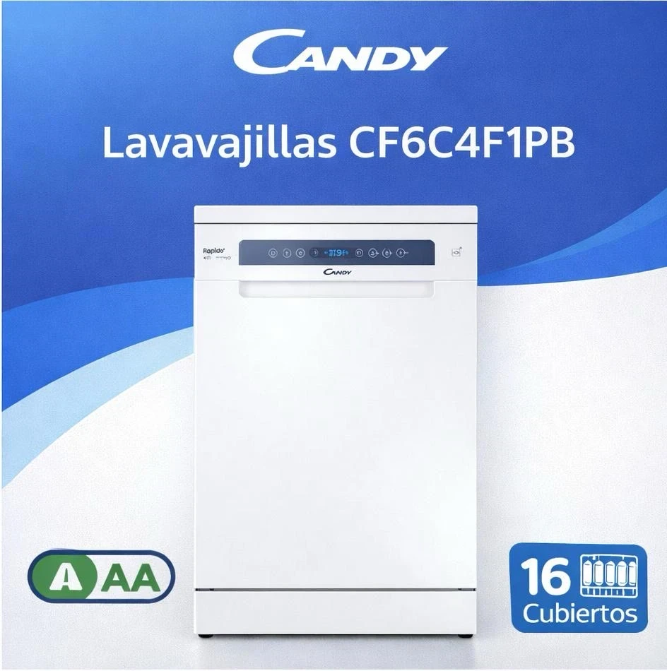 LAVAVAJILLAS CANDY 16 CUBIERTOS BLANCO INVERTER*