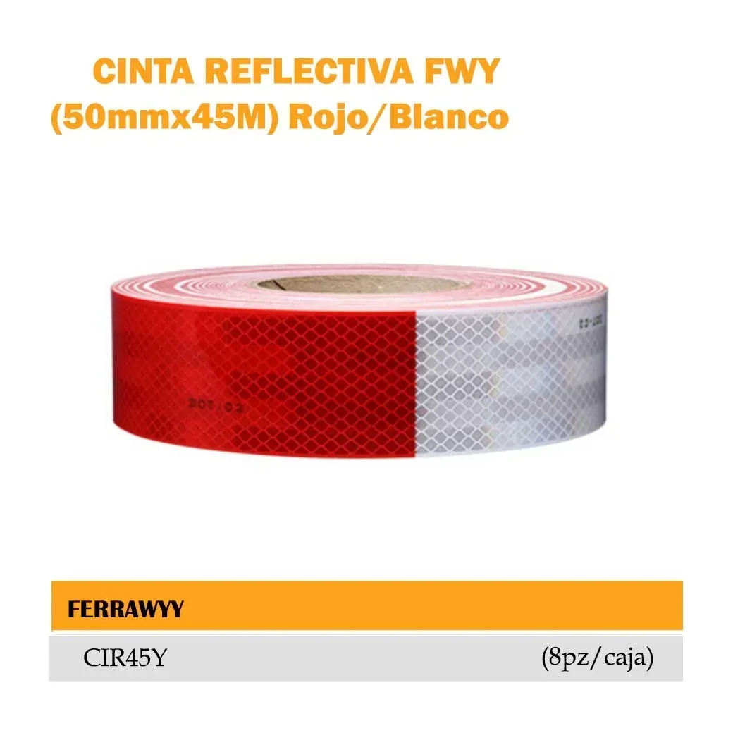 CINTA REFLECTIVA FWY (50mmx45M) Rojo/Blanco 