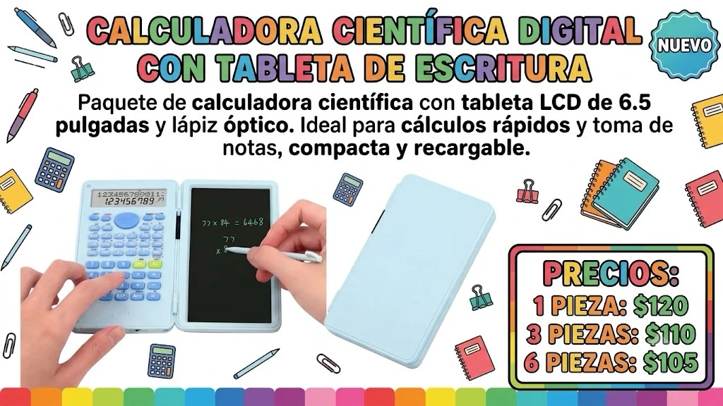Calculadora cirntifica con tableta y pluma