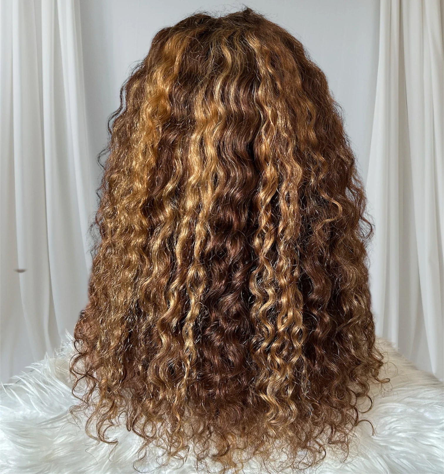 Peluca rizada 20 pulgadas, frontal lace 13x4 #4/27   3