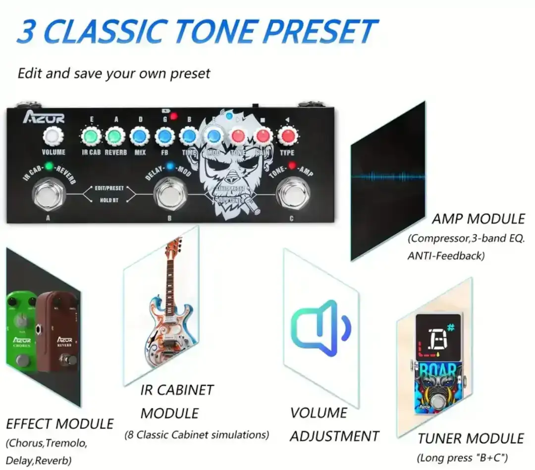 Pedal Multiefectos MWAVE AZOR CUVAVE IR 2