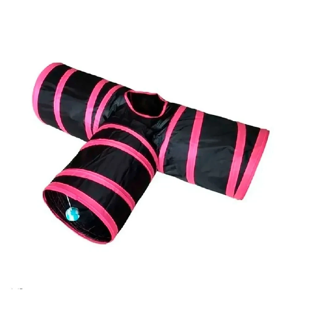 Túnel interactivo para gatos fucsia