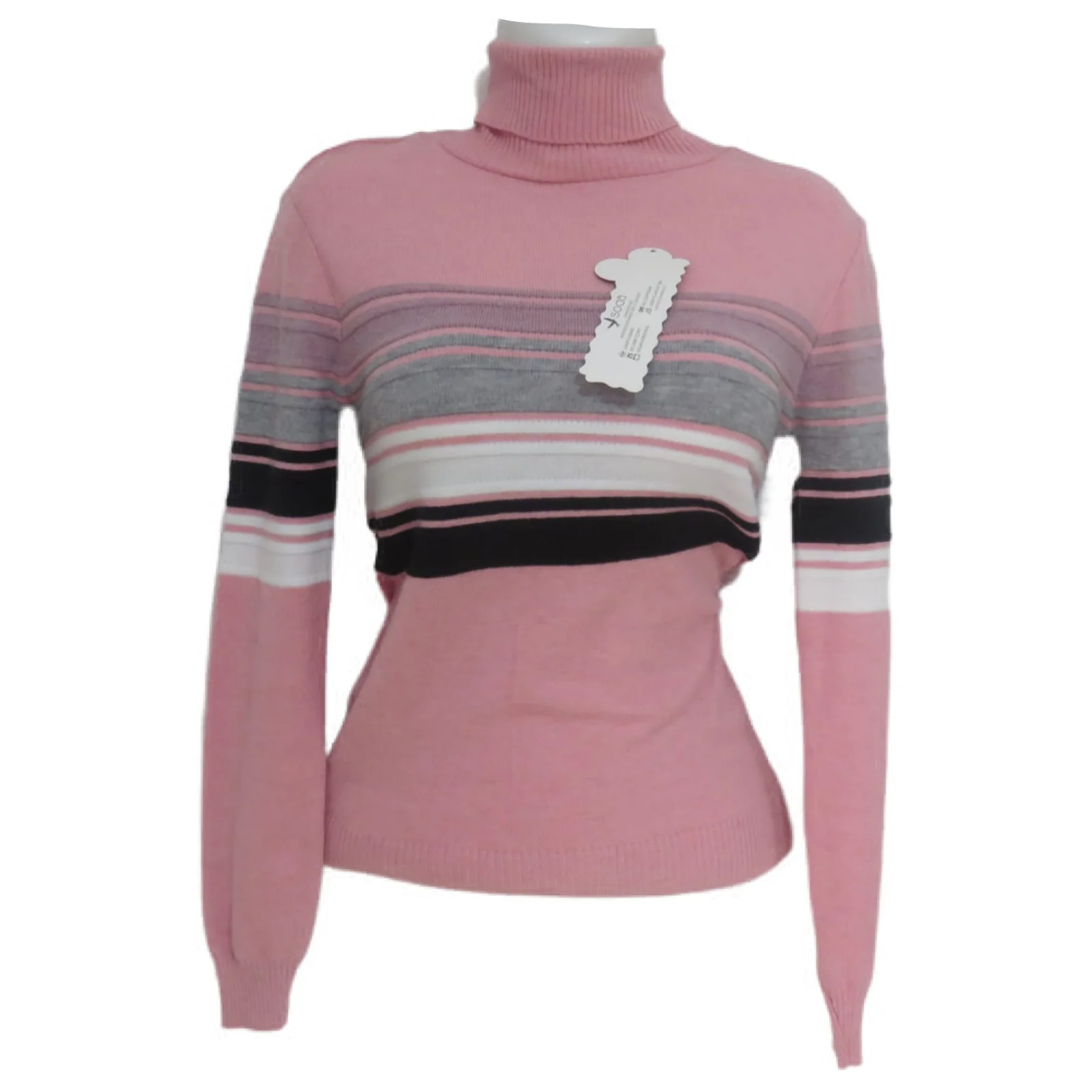 Blusa tipo suéter rosa con rayas  2